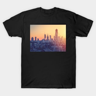 Warsaw city center at sunset, aerial landscape T-Shirt